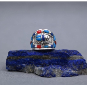 Egyptian Scarab Silver Ring: Handmade Ancient Symbol Ornament