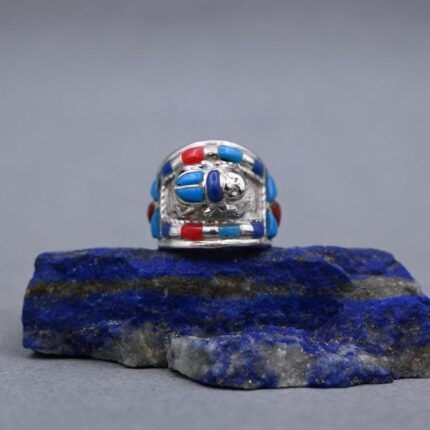 Egyptian Scarab Silver Ring: Handmade Ancient Symbol Ornament