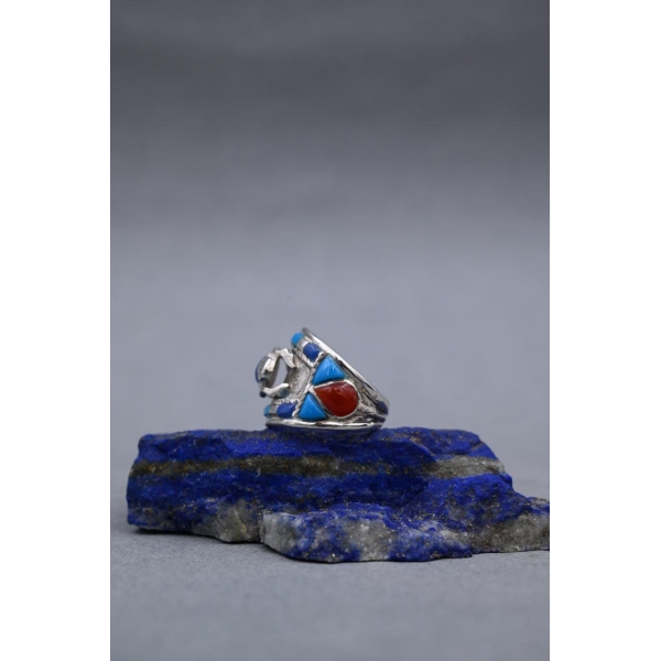 Egyptian Scarab Silver Ring: Handmade Ancient Symbol Ornament