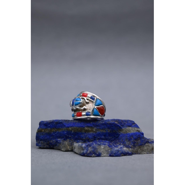 Egyptian Scarab Silver Ring: Handmade Ancient Symbol Ornament