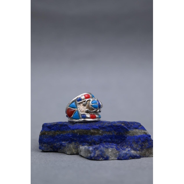 Egyptian Scarab Silver Ring: Handmade Ancient Symbol Ornament