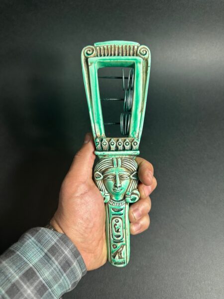 Egyptian Sistrum – Sacred Musical Instrument of Goddess Hathor -Altar Egypt Replica Museum Quality made in Egypt - صورة إضافية 7