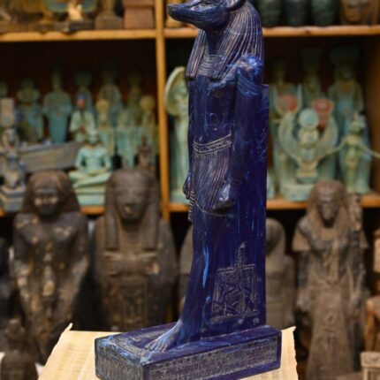 Elegant Statue of God Anubis-Lapis Lazuli Stone-Handcrafted-Antique Egyptian Protection of the Dead Royal Cemetery-Mummification sculptures