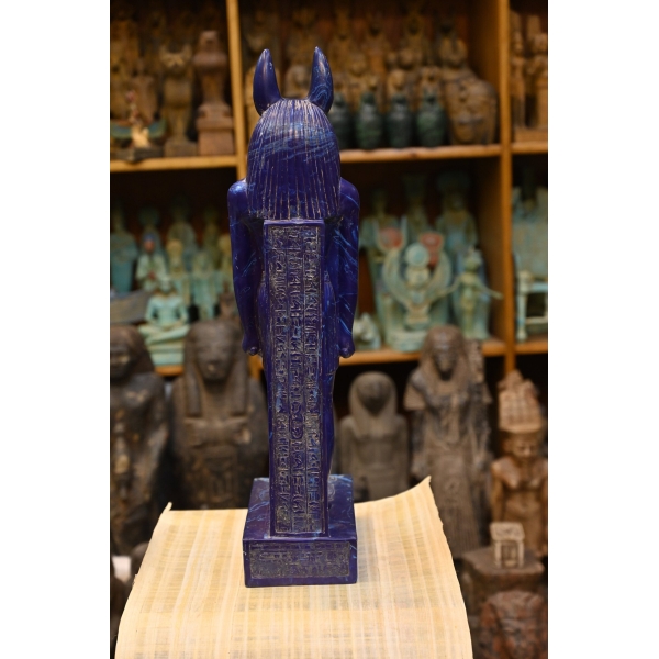 Elegant Statue of God Anubis-Lapis Lazuli Stone-Handcrafted-Antique Egyptian Protection of the Dead Royal Cemetery-Mummification sculptures
