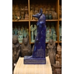 Elegant Statue of God Anubis-Lapis Lazuli Stone-Handcrafted-Antique Egyptian Protection of the Dead Royal Cemetery-Mummification sculptures