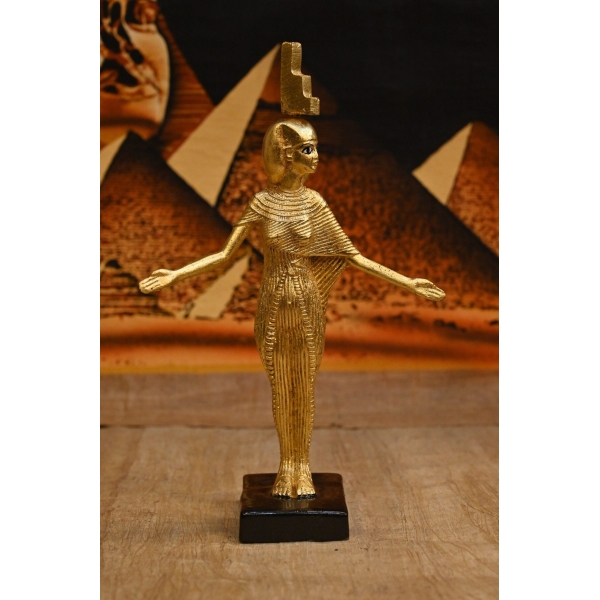 Gold Leaf Isis Statue - Egyptian Goddess Sculpture, Handcraft Antique Decor