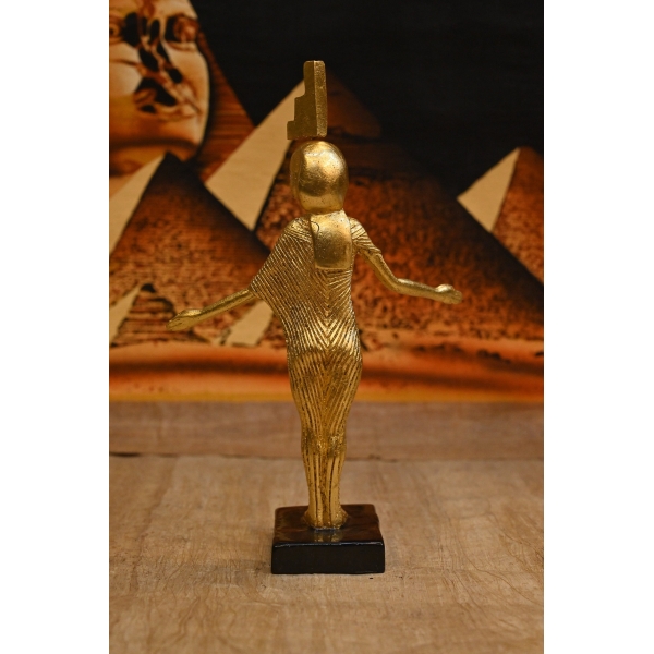 Gold Leaf Isis Statue - Egyptian Goddess Sculpture, Handcraft Antique Decor - صورة إضافية 4