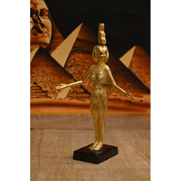 Gold Leaf Isis Statue - Egyptian Goddess Sculpture, Handcraft Antique Decor - صورة إضافية 6