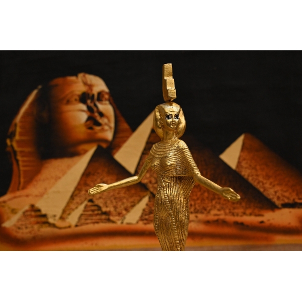 Gold Leaf Isis Statue - Egyptian Goddess Sculpture, Handcraft Antique Decor - صورة إضافية 7