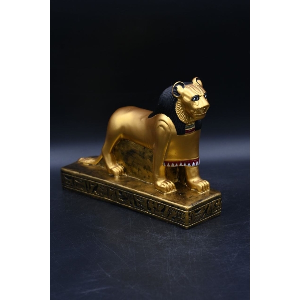 Gold Leaf Sekhmet Statue: Egyptian Lioness Goddess Replica