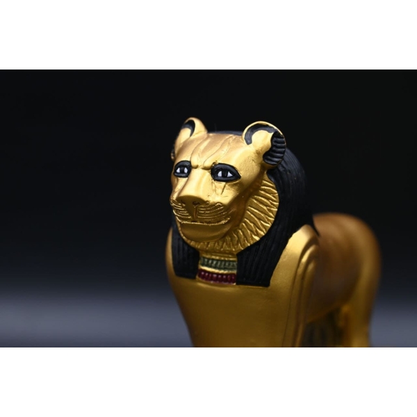 Gold Leaf Sekhmet Statue: Egyptian Lioness Goddess Replica - صورة إضافية 3