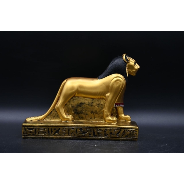 Gold Leaf Sekhmet Statue: Egyptian Lioness Goddess Replica - صورة إضافية 7