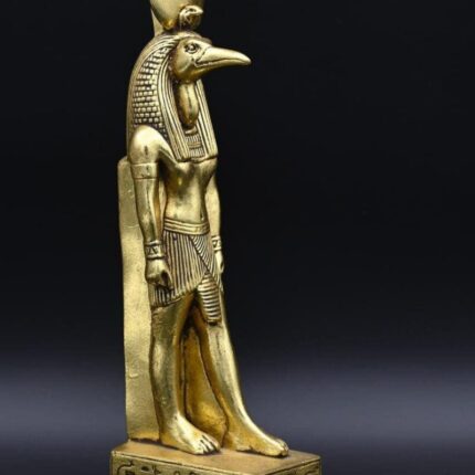Gold Leaf Thoth Statue: Egyptian God of Wisdom Decor