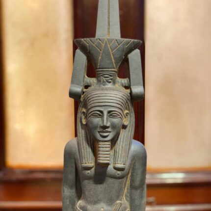 Hand-Carved Basalt Statue: Egyptian God Nefertem, Deity of Beauty & Healing