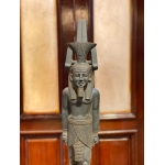 Hand-Carved Basalt Statue: Egyptian God Nefertem, Deity of Beauty & Healing
