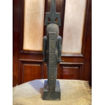 Hand-Carved Basalt Statue: Egyptian God Nefertem, Deity of Beauty & Healing