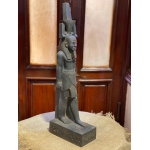Hand-Carved Basalt Statue: Egyptian God Nefertem, Deity of Beauty & Healing