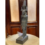 Hand-Carved Basalt Statue: Egyptian God Nefertem, Deity of Beauty & Healing