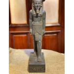 Hand-Carved Basalt Statue: Egyptian God Nefertem, Deity of Beauty & Healing