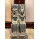 Hand-Carved Basalt Statue: Sekhmet & Hathor, Egyptian Goddesses