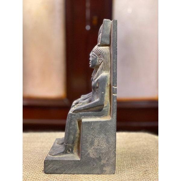 Hand-Carved Basalt Statue: Sekhmet & Hathor, Egyptian Goddesses - صورة إضافية 5