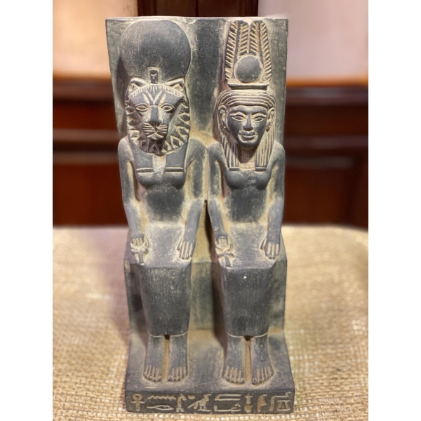 Hand-Carved Basalt Statue: Sekhmet & Hathor, Egyptian Goddesses - صورة إضافية 8