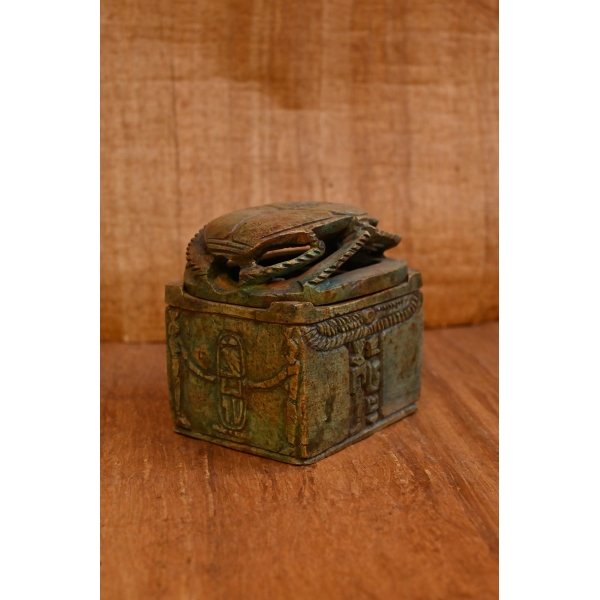 Hand Carved Stone Scarab Box – Egyptian Jewelry Box Replica