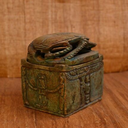 Hand Carved Stone Scarab Box – Egyptian Jewelry Box Replica