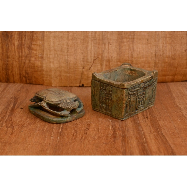 Hand Carved Stone Scarab Box – Egyptian Jewelry Box Replica