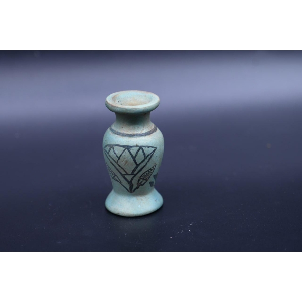 Hand Carved Stone Vase: Egyptian Decor Sculpture