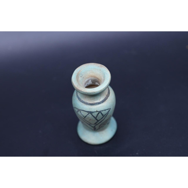 Hand Carved Stone Vase: Egyptian Decor Sculpture