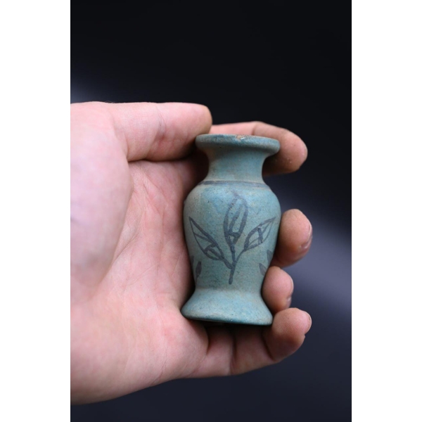 Hand Carved Stone Vase: Egyptian Decor Sculpture