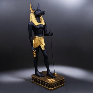 Handcrafted Anubis Statue: Egyptian God of Mummification, 40cm Natural Stone