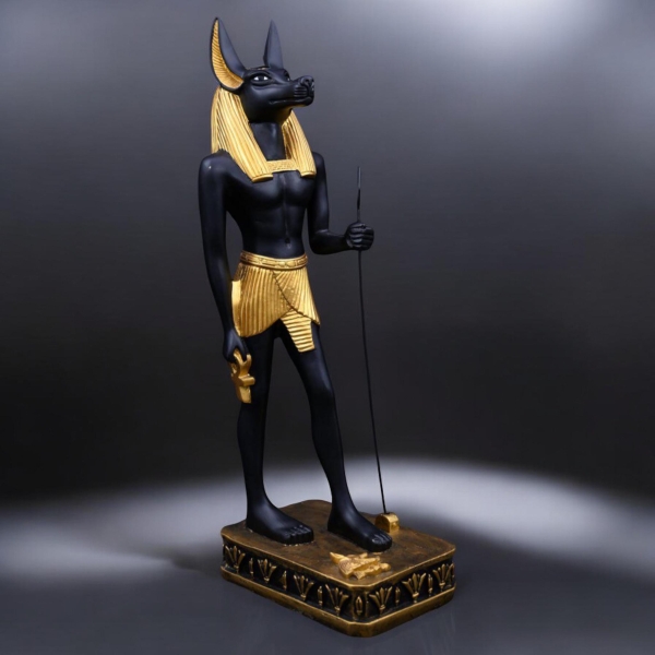 Handcrafted Anubis Statue: Egyptian God of Mummification, 40cm Natural Stone