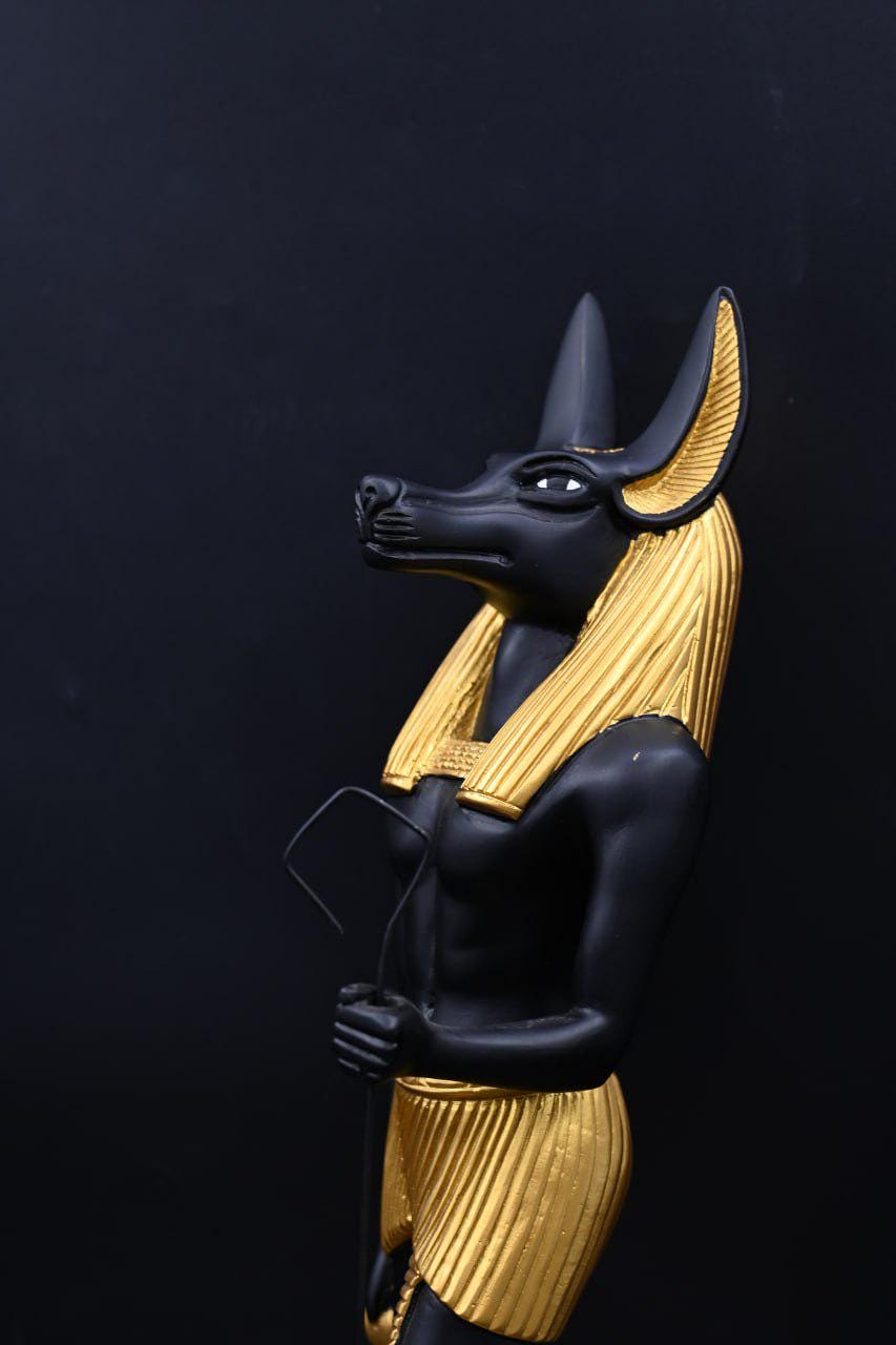 Handcrafted Anubis Statue: Egyptian God of Mummification, 40cm Natural Stone