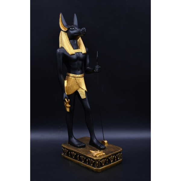 Handcrafted Anubis Statue: Egyptian God of Mummification, 40cm Natural Stone