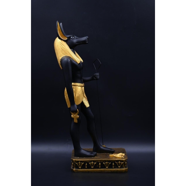 Handcrafted Anubis Statue: Egyptian God of Mummification, 40cm Natural Stone