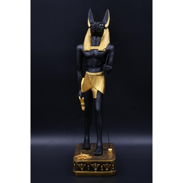 Handcrafted Anubis Statue: Egyptian God of Mummification, 40cm Natural Stone
