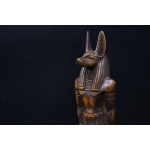 Handcrafted Anubis Statue: Egyptian God of Protection, Brown Stone (23cm)
