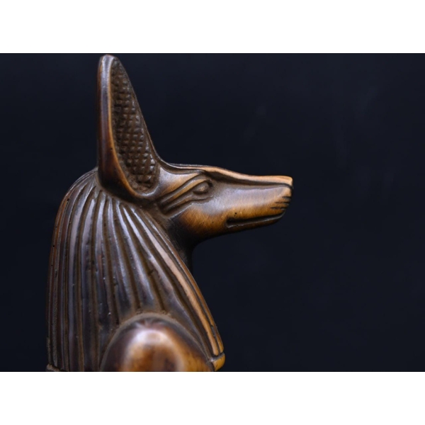 Handcrafted Anubis Statue: Egyptian God of Protection, Brown Stone (23cm)