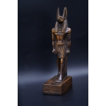 Handcrafted Anubis Statue: Egyptian God of Protection, Brown Stone (23cm)