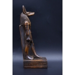 Handcrafted Anubis Statue: Egyptian God of Protection, Brown Stone (23cm)