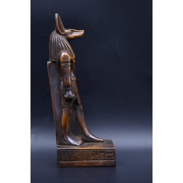 Handcrafted Anubis Statue: Egyptian God of Protection, Brown Stone (23cm)