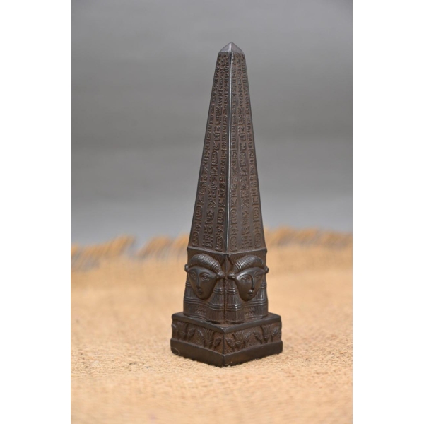 Handcrafted Basalt Ramses Obelisk: Egyptian Home Decor