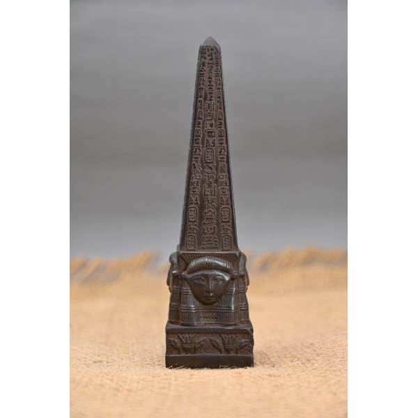Handcrafted Basalt Ramses Obelisk: Egyptian Home Decor