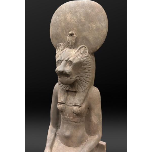 Handcrafted Basalt Sekhmet Statue, Egyptian Goddess of War