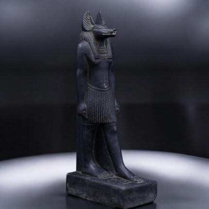 Handcrafted Basalt Stone Anubis Statue - Egyptian Mythology Decor (30cm)