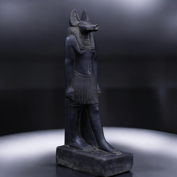 Handcrafted Basalt Stone Anubis Statue - Egyptian Mythology Decor (30cm)