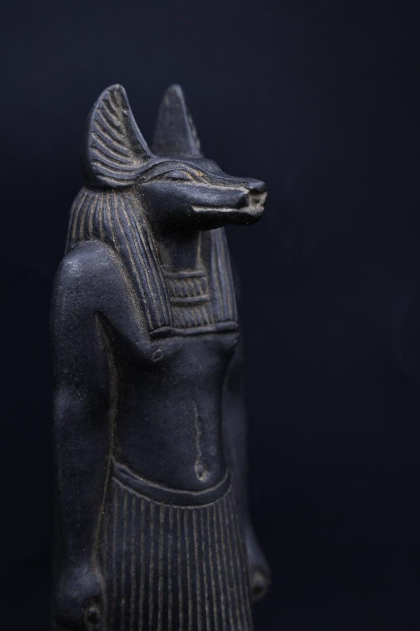 Handcrafted Basalt Stone Anubis Statue – Egyptian Mythology Decor (30cm)