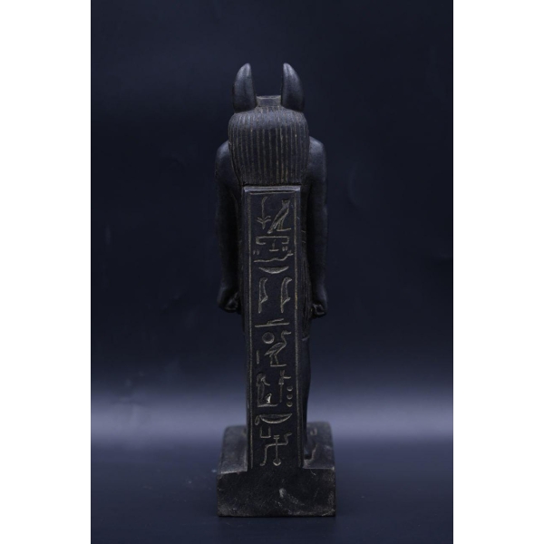 Handcrafted Basalt Stone Anubis Statue - Egyptian Mythology Decor (30cm)